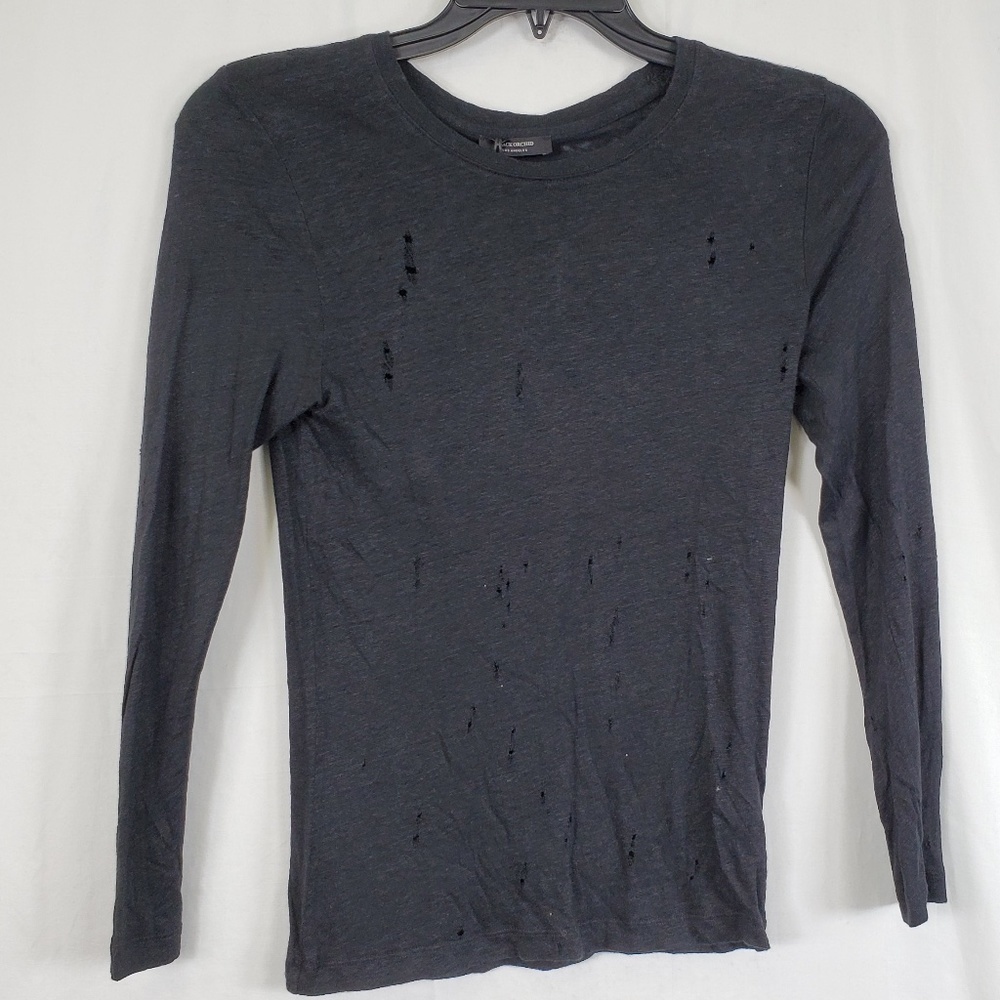 BLACK ORCHID Long Sleeve Distressed Black Shirt